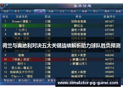 荷兰与奥地利对决五大关键战绩解析助力球队胜负预测